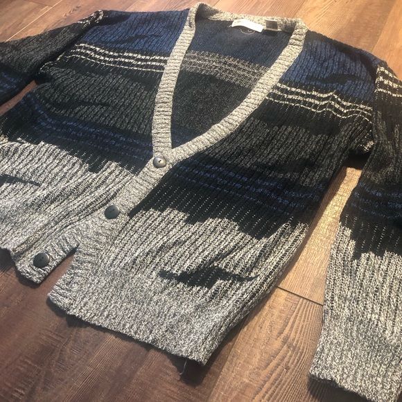 Michael Gerald Button Down Cardigan 100% Acrylic. Blue/Gray. Med. Vintage 80s - Picture 2 of 6